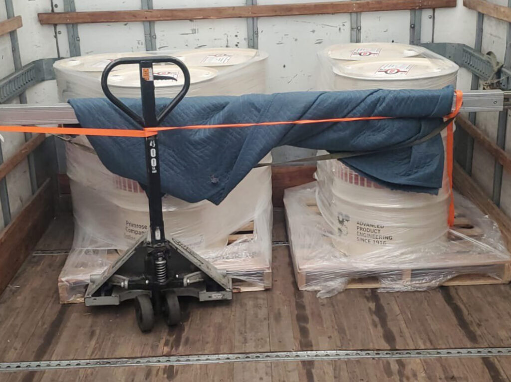Secured cargo inside an trailer